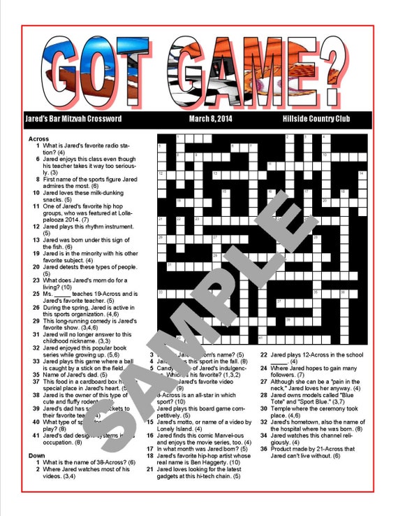personalized printable custom crossword puzzles for teens