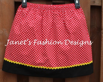 Disney's Minnie Mouse Skirt Women Style - Red, Hot Pink or Black Polka Dots Minnie Mouse Skirt - White Polka Dots Minnie Mouse Skirt Fashion