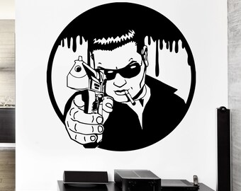 Wall Sticker Mafia Man With Gun Killer Gunman Gangster Pop 