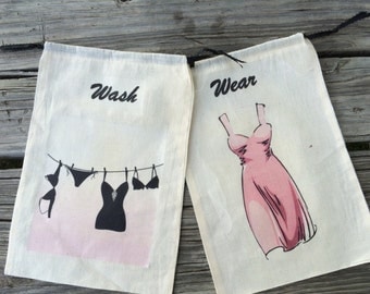 Travel Lingerie bag, laundry bags, Muslin travel lingerie bags, wash and wear laundry bags, Bridesmaid gifts,