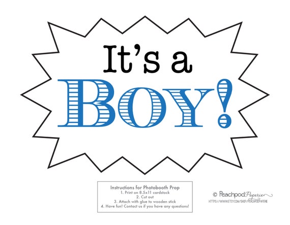 DIY Photo Booth Printable Prop It's a Boy Baby Shower