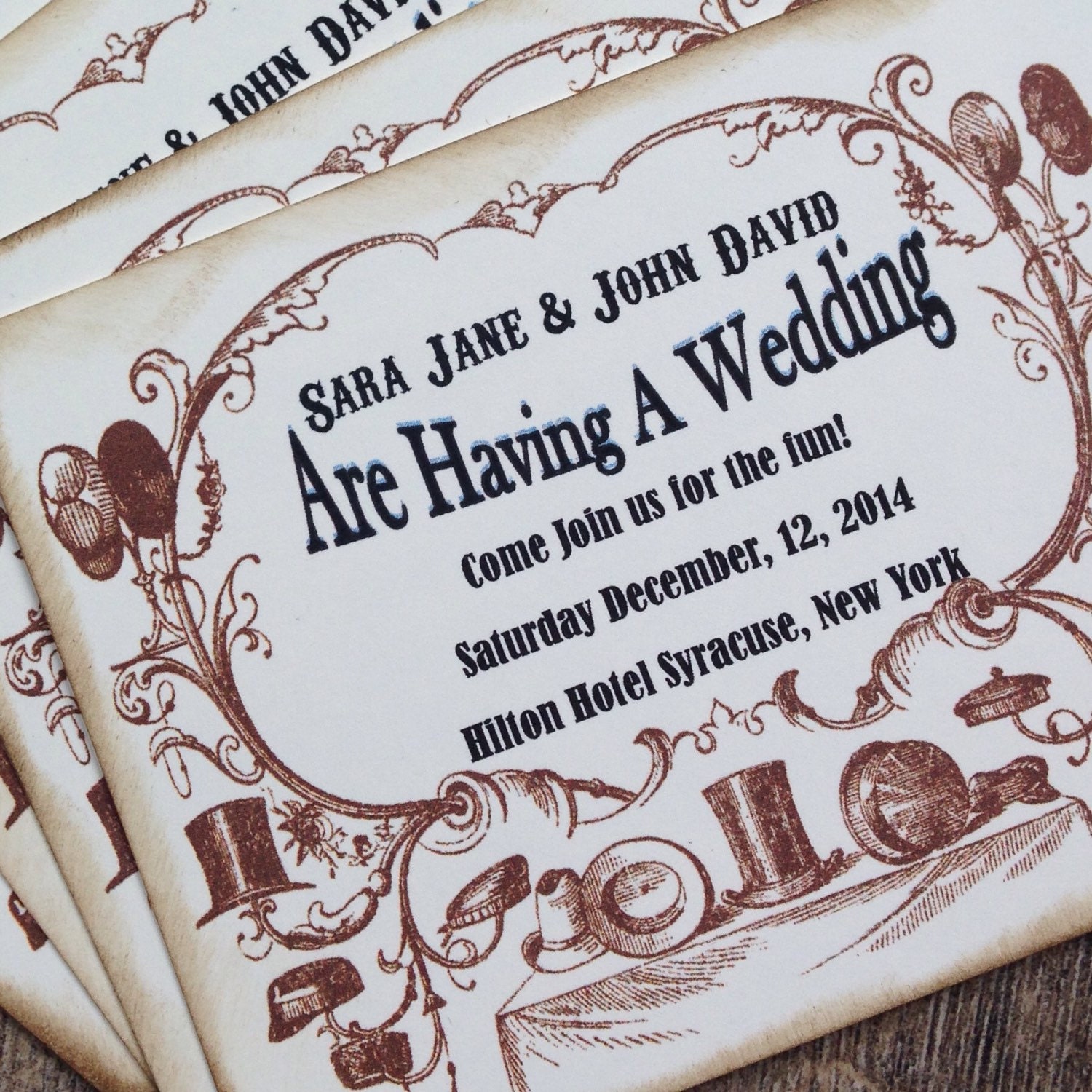 Steampunk Wedding Invitation Vintage Wedding by ScrappySeahorse