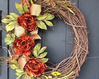Fall Wreath, Autumn Wreath, Grapevine Wreath
