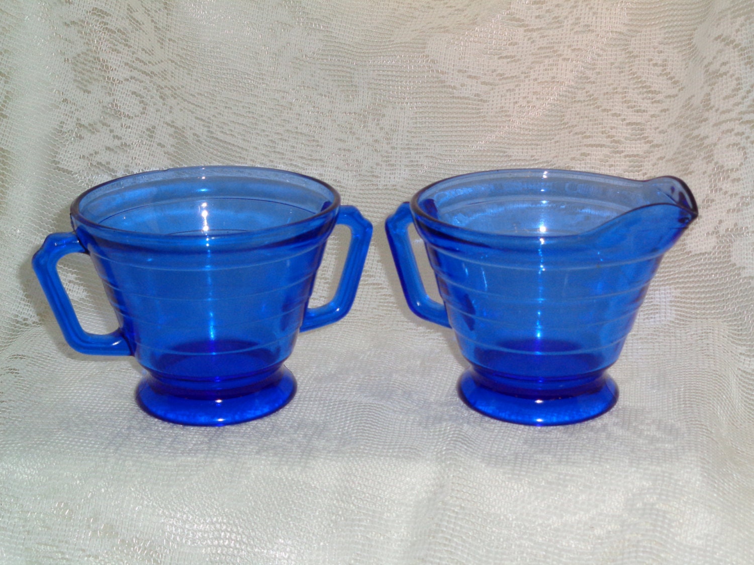 Download Cobalt Blue Depression Glass Creamer & Sugar by TatteredCharms