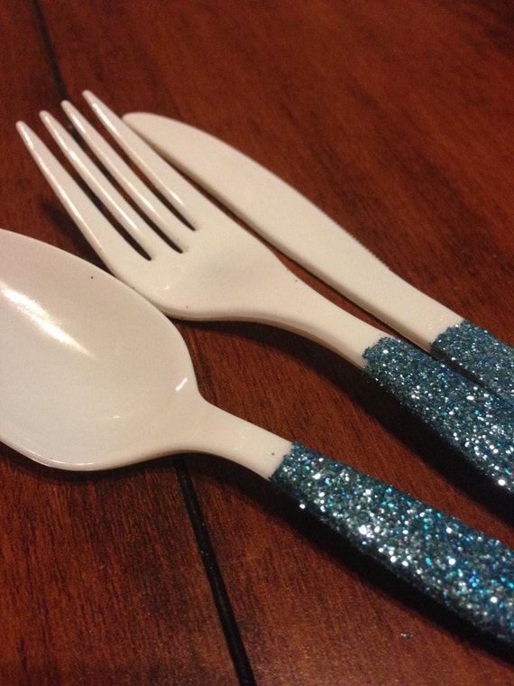 Items similar to 24 Glitter "Frozen" Party Plastic Utensils Forks