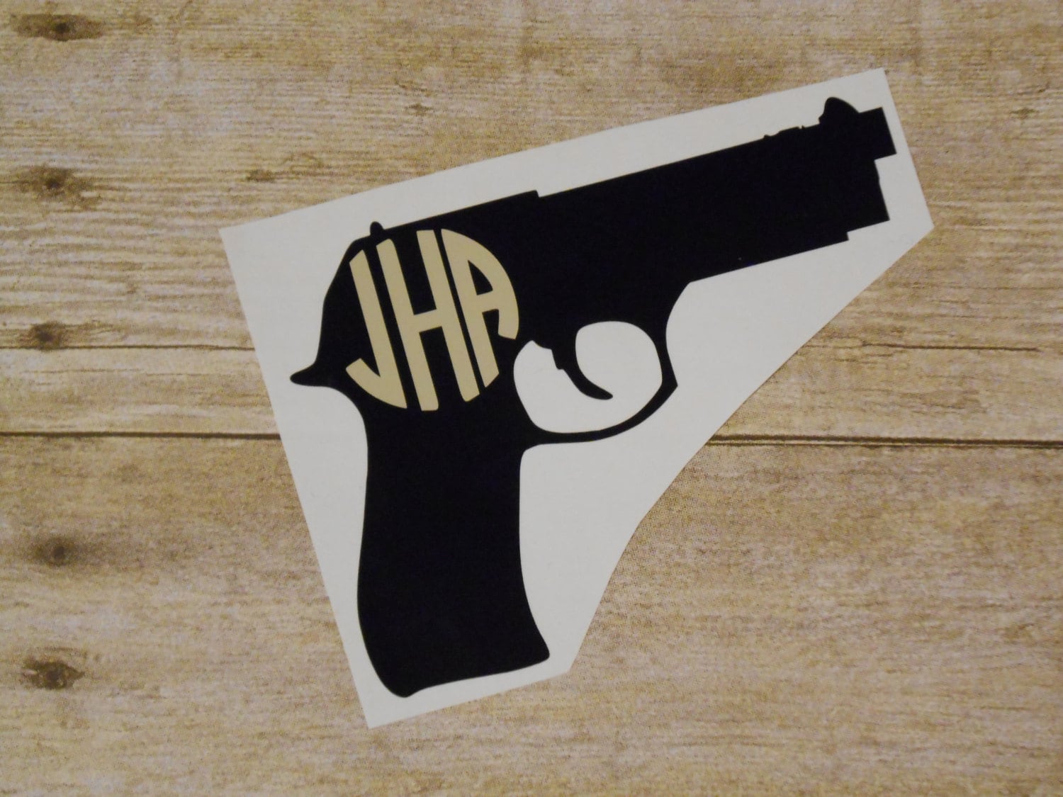 Handgun monogram sticker gun vinyl monogram sticker vinyl