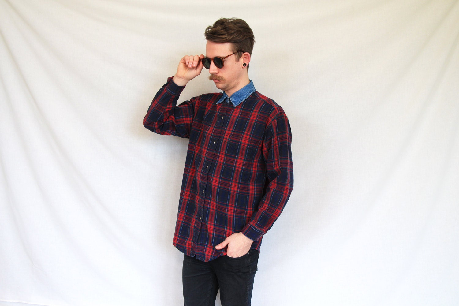 denim collar flannel