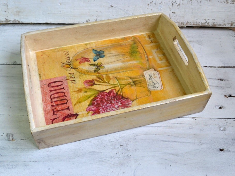Serving tray Unique gift Cottage chic serving tray by InnaHandMade