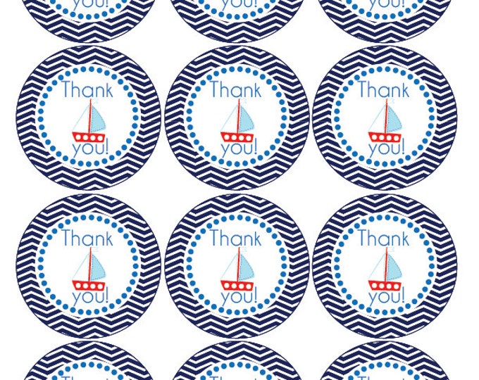 Thank You Favor Tags .Nautical tags. Navy, chevron. Printable Nautical Birthday diy Thank You Tags. Nautical Babyshower. INSTANT DOWNLOAD