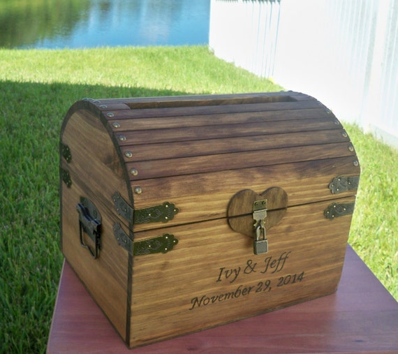 Boîte de mariage carte poitrine grand coffre gravé carte