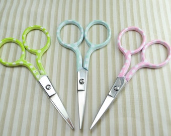 Polka Dot Embroidery Scissors - Green, Blue or Pink 3.5" / 90mm