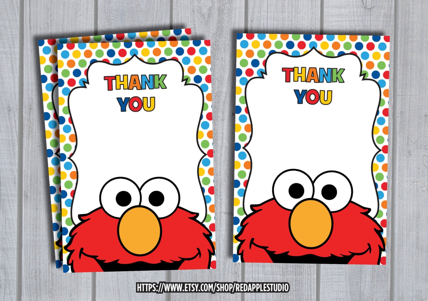 elmo-thank-you-cards-kids-birthday-party-by-redapplestudio-on-etsy