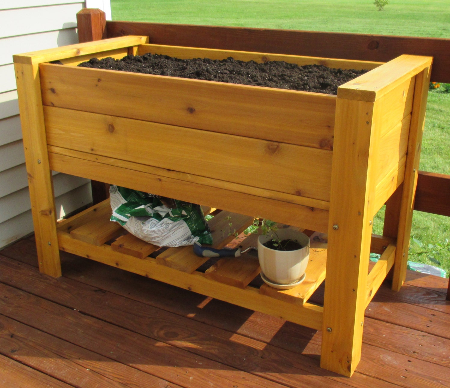 Elevated Planter Box With Shelf Free Shipping US48