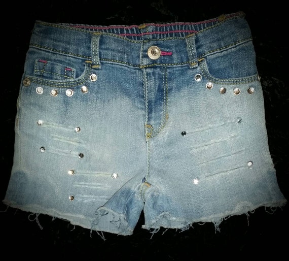 Items similar to Size 24 Month Ombre Denim Shorts w/ Crystal Studs ...