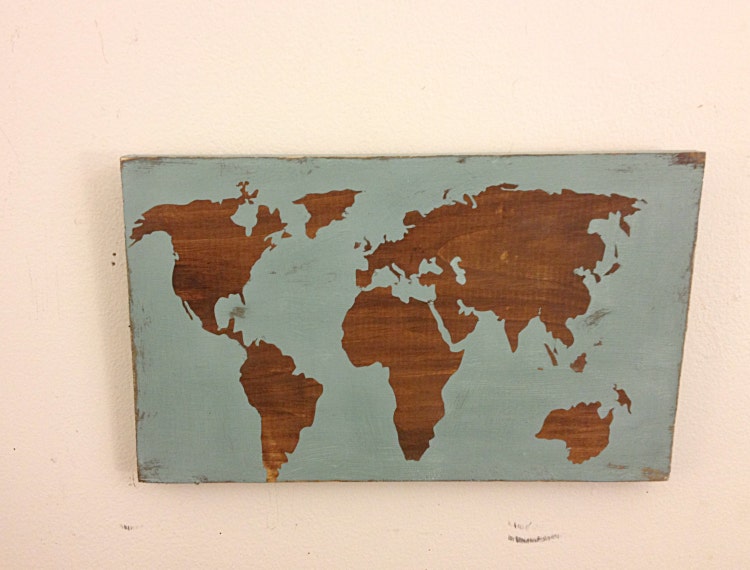 Rustic World Map Sign Reclaimed Wood World Map by AlchemyHomeDecor