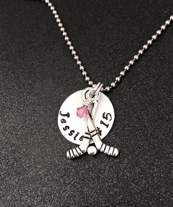 Hand Stamped Hockey Necklace, Hockey Necklace, Hockey Necklace