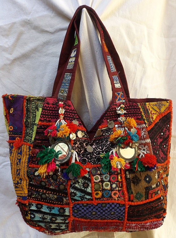 Decorated bags Indian Tribal embroidered patchwork by Bazaar11