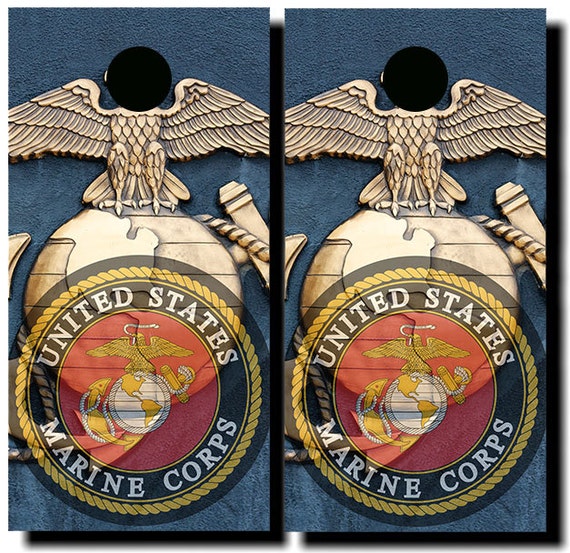 MARINE CORPS EMBLEM cornhole wrap wraps decals logos by BGboards