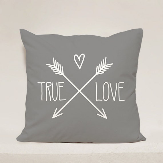 True Love pillow cover Love Pillow CaseGray Heart Pillow