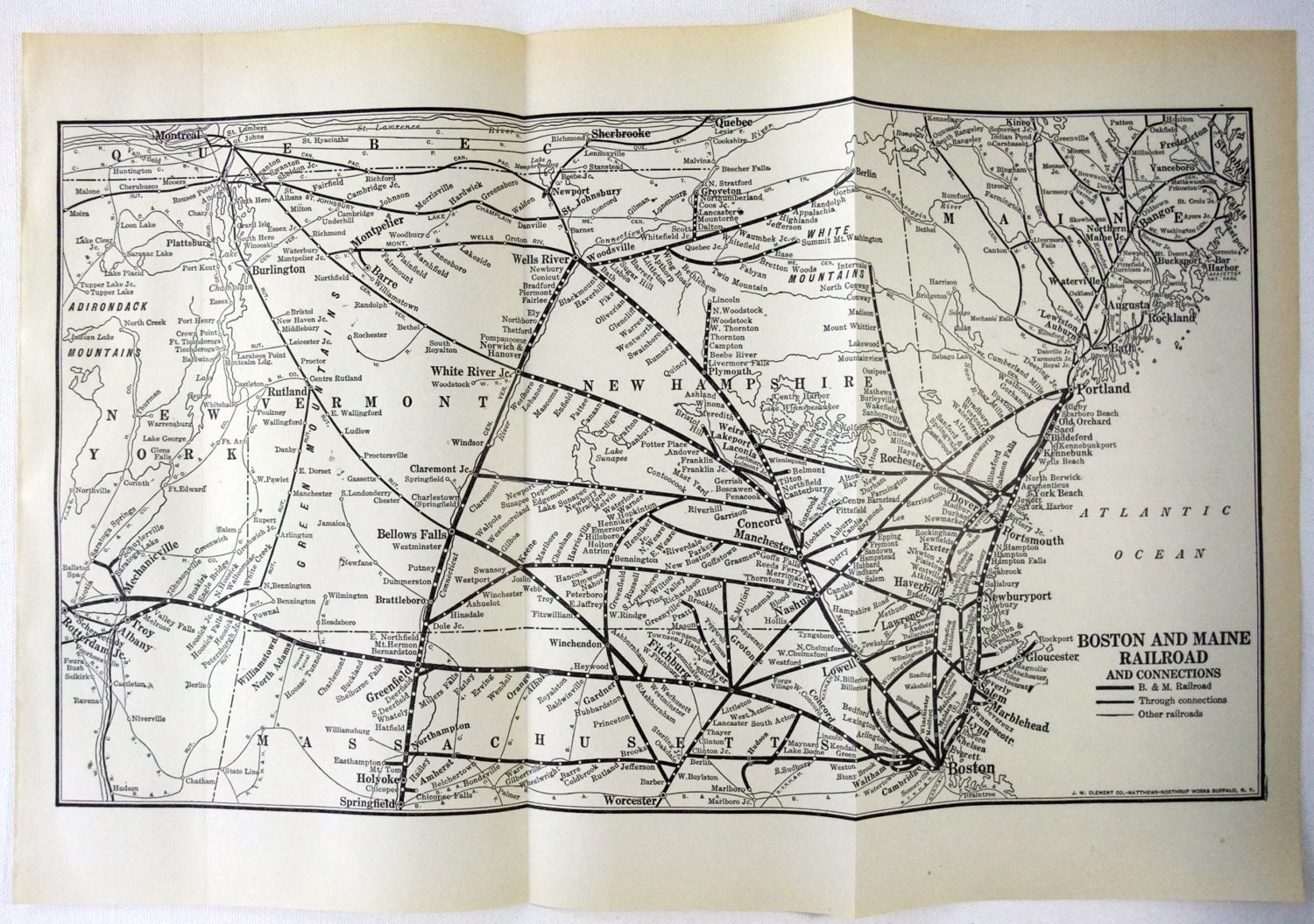 Original 1929 Boston and Maine Railroad System Map