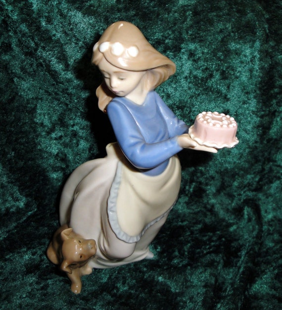 Lladro/NAO Girl with Birthday Cake and Puppy by TheLostHopeChest
