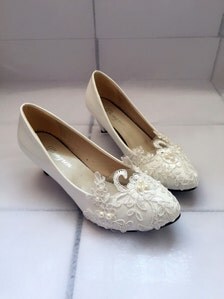 Ballet Flat Wedding Shoes, Lace Bridal Shoes, Pearl Star Wedding Shoes ...