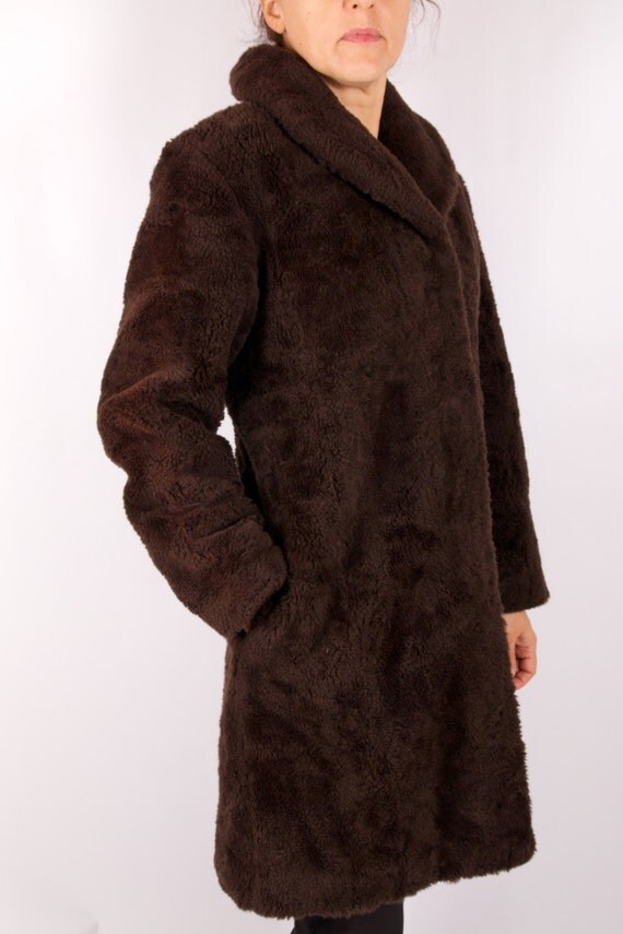 Brown Faux Fur Coat Warm Coat Chocolate Brown Fur Coat Faux
