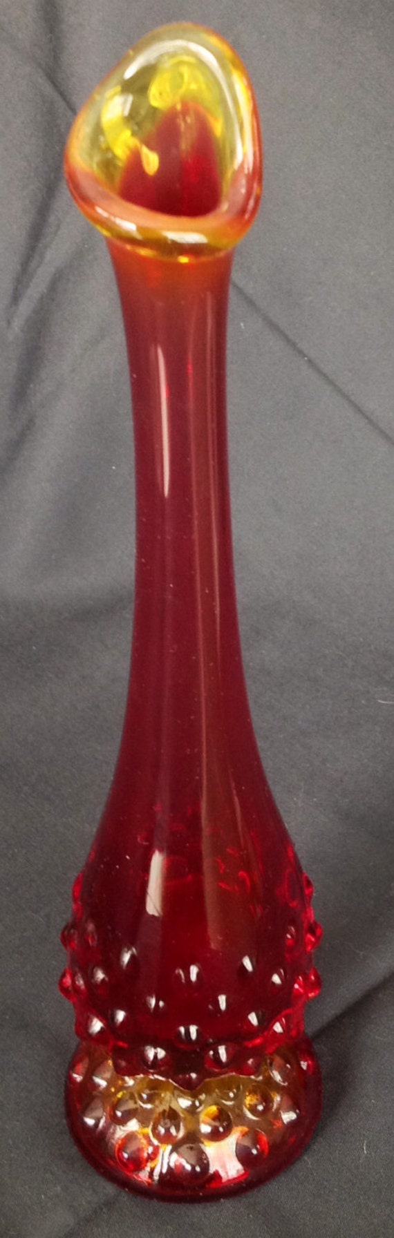 Fenton Swung Glass Bud Vase Hobnail in Deep Red by CJsTchotchkes