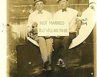 Not Married But Willing to Be, Gay Engagement, Gay Greeting Cards, Vintage Photo Cards, Vintage Photo ****VMEW1003