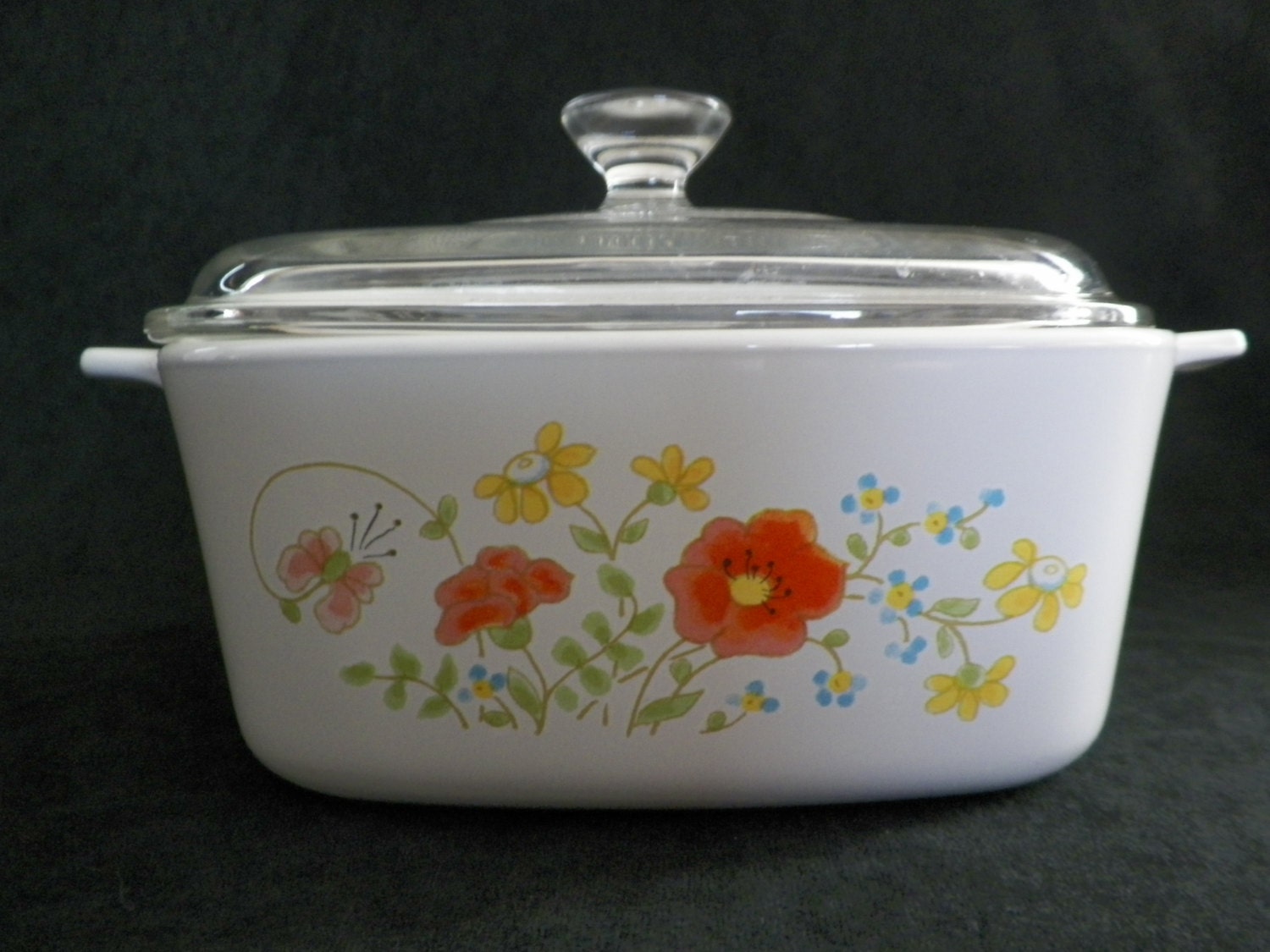 Corning Ware Casserole Dish Wildflower Design by JSVintageVillage