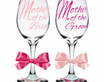 Single (1) Mother of Bride or Mother of Groom Personalized Wine Glasses, Mother of Bride Gift, Mother of Groom Gift