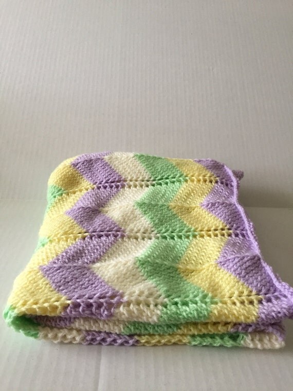 Items similar to Chevron Knitted Baby Blanket on Etsy