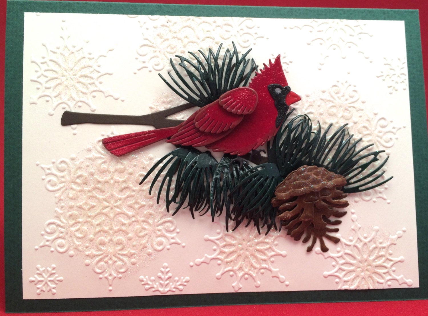 Unique 3D Christmas Card Hand Made Christmas Card Cardinal