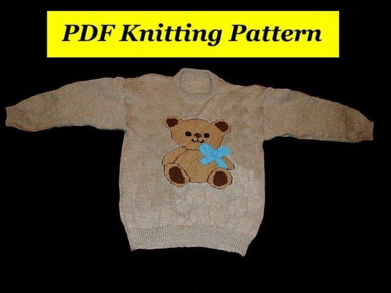 Childrens & Adults Teddy Bear Jumper / Sweater Knitting