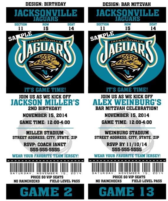 printable birthday party invitation card jacksonville jaguars