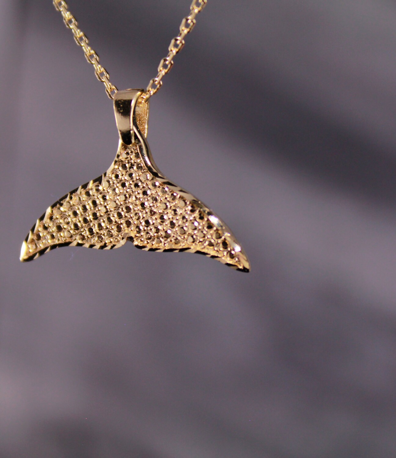 Whale Tail Necklace Gold Whale Pendant 14K Gold Plated Summer