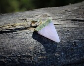 Rose quartz gold dipped triangle necklace with gold filled chain - natural stone necklace, layering necklace, bohemian jewelry