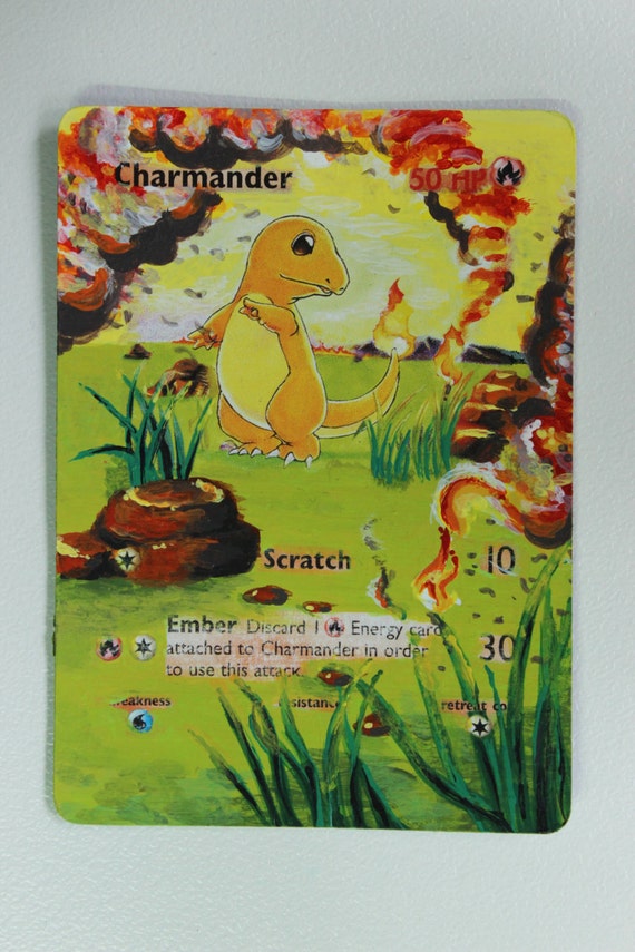 Hand painted pokemon card extended artwork charmander base