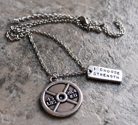 Fitness Necklace 45lb Weight Plate Jewelry Strength Motivational Girls
