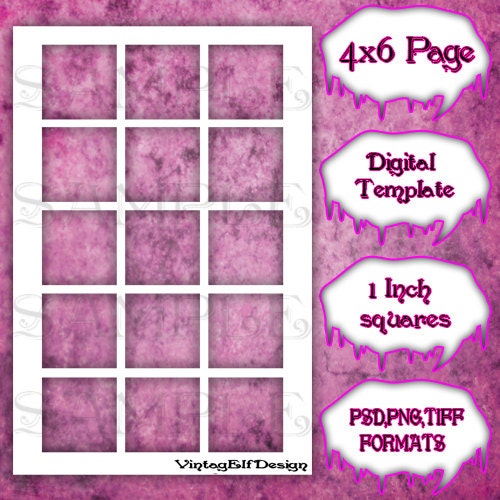 Set 003 1 inch squares 4x6 digital template