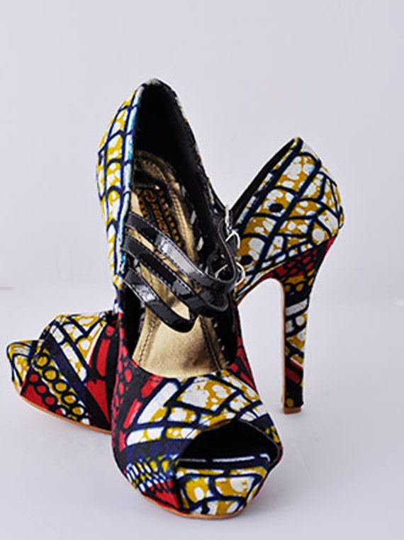 Ankara Fabric Covered Shoe, Ankara high heel shoe