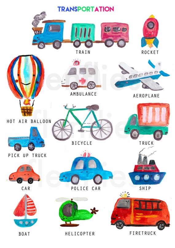 Fun And Colourful Transportation Children Poster