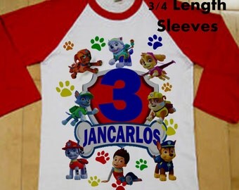 Paw Patrol Birthday Shirt - Raglan Shirt Available