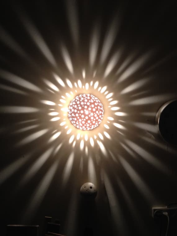 Wall Light Ball Porcelain Lamp Shade Perforated With Round