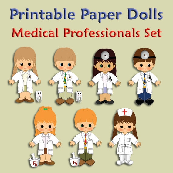 Medical Professionals Printable Paper Doll Set Download PDF