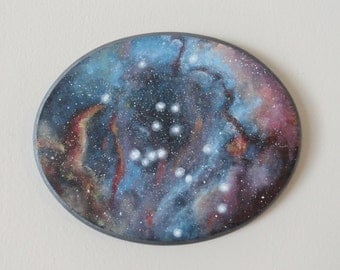 8" x 10" Galaxy Painting On Oval Wood Plaque