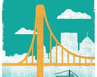 Pittsburgh Art Pittsburgh Print Silkscreen City of Bridges 1 Pittsburgh Poster Bridge Art Wall Decor & Wall Art Pittsburgh Disapora