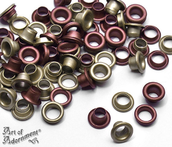 40 Antique Brass Bronze Copper 2-PART EYELETS Grommets Fit 4mm Hole 1/8 -5/32 in.