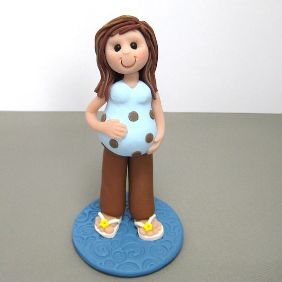 Baby Shower Pregnant Lady polymer clay Cake Topper decoration