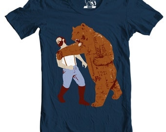 man punching bear t shirt